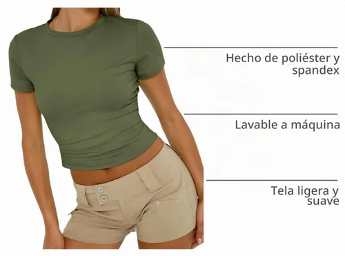 Vista 4 de Trendy Queen - Camisetas básicas para mujer, camisetas de verano 2025, de manga corta, ajustadas, para gimnasio, entrenamiento, ropa estilo Y2K