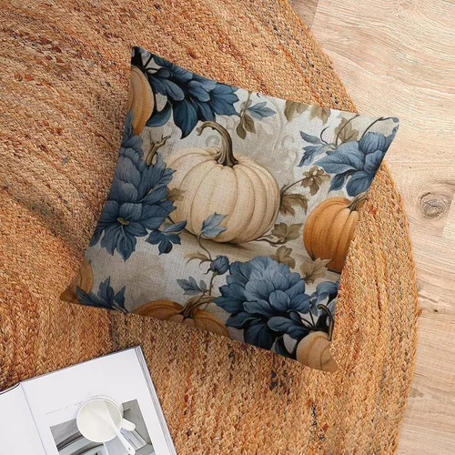 Vista 6 de Fundas de almohada decorativas con diseño de calabaza blanca en acuarela para sofá, muebles de patio, decoración del hogar, 16 x 16 pulgadas