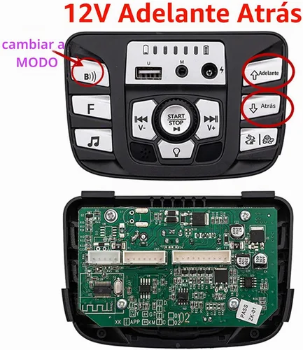 Vista 3 de 12V Coche eléctrico para niños Multifuncional PCB Blanco y Negro Panel Central, Placa de Circuito Impreso Control Entretenimiento Sistema Operativo
