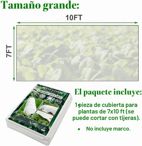 Vista 7 de Cubiertas para plantas, protección contra la congelación, cubierta antiescarcha, 7 x 10 pies, reutilizable, rectangular, protección contra heladas