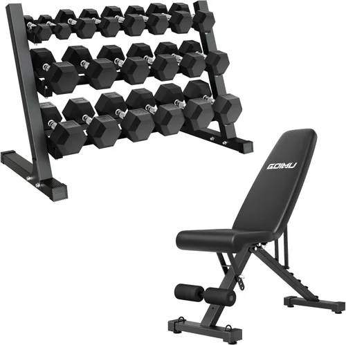 Vista 10 de Dumbbell Sets with Rack, Rubber Hex Dumbbells, 160/220/280/360/450/550LBS, Hand Weights with Chrome Handle for Strength Training 280 libras