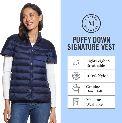 Vista 4 de Martha Stewart - Chaleco inflado de mujer - Chaqueta de plumón para mujer