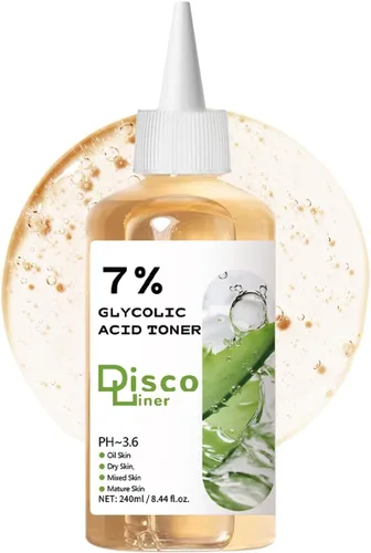 Vista 8 de Tónico exfoliante de ácido glicólico al 7%, tóner facial hidratante, piel suave y brillante, tono de piel uniforme, mejora la textura de la piel