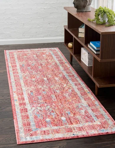 Vista 22 de Unique Loom Brighton Collection - Tapete rectangular con estampado tradicional y vibrante, borde, 2 pies 2 pulgadas x 3 pies, color marfil/rojo