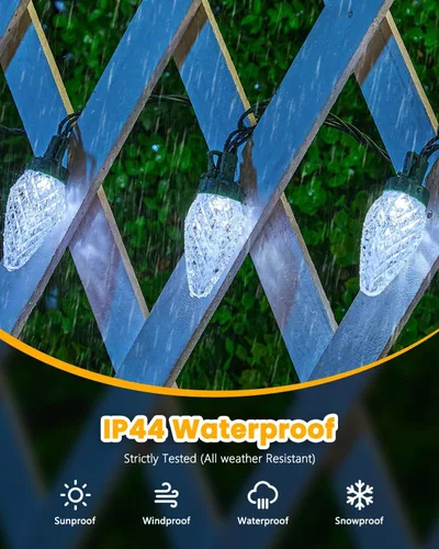 Vista 3 de Minetom Luces de Navidad C9 para Exteriores, Cadena de 85 pies con 110 LED y 8 Modos de Iluminación, Luces de Navidad C9 Impermeables, Conectables