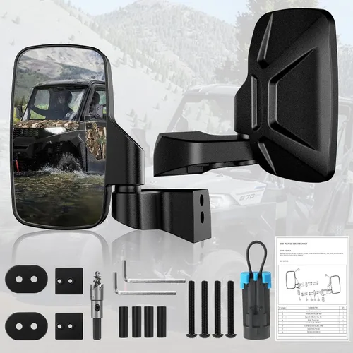 Vista 6 de Espejos Laterales Ranger Montados en Puerta, Espejos Laterales UTV Esploratori para Puerta Completa Polaris Ranger Compatible con Polaris Ranger