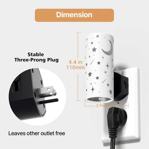 Vista 4 de Luces nocturnas LED enchufables a la pared, paquete de 2 luces nocturnas brillantes de 3000 K, sensor de atardecer a amanecer, regulable de 0 a 100
