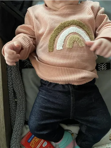 Vista 3 de Kulcerry Sudadera de manga larga para bebé, niño, niña, arcoíris, cuello redondo, suéter de manga larga, ropa de otoño e invierno
