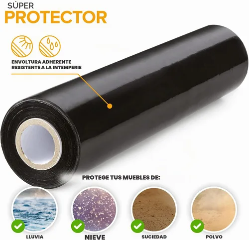 Vista 3 de Modern Innovations Rollo de envoltura elástica negro de 15 pulgadas con asas (1 rollo de 1000 pies), envoltura retráctil resistente para mudanzas