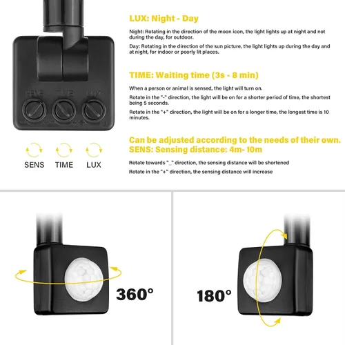 Vista 5 de Willpower 2 unids LED Floodlight 10W 1000lm LED luces de seguridad al aire libre con sensor de movimiento LED luz de trabajo IP66 impermeable PIR