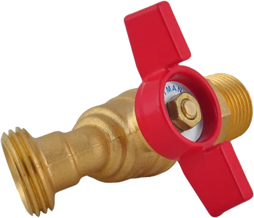 Vista 7 de LD Valve - Manguera macho Bibb 1/2 pulgada MIP X 3/4 pulgadas MHT para riego de jardín, babero de manguera de cierre de 1/4 con mango en T