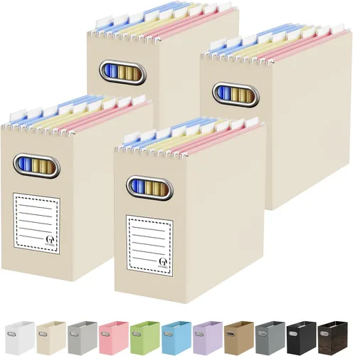 Vista 34 de Oterri Caja Organizadora de Archivos de Cartón para Carpetas Colgantes Tamaño Carta, Caja de Archivos para Escritorio de Computadora, Archivador