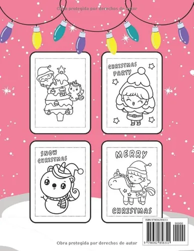 Vista 2 de Navidad Kawaii Libro de Colorear para Niños a Partir de 3 Años (Spanish Edition)