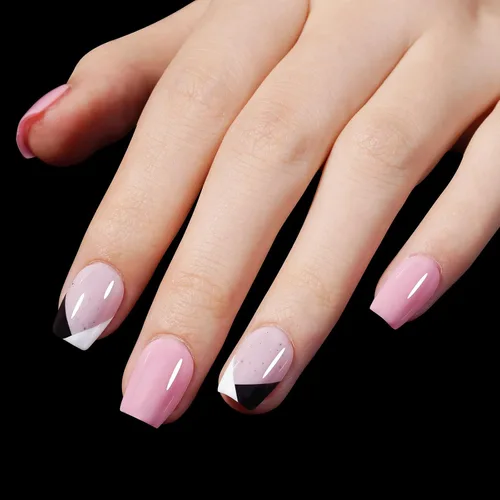 Vista 6 de AILLSA - Puntas de uñas de ataúd extra cortas de cobertura completa, puntas de uñas transparentes de gel acrílico 450 puntas de uñas postizas