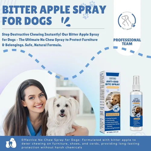 Vista 2 de Spray sin masticar para perros, spray de manzana amarga para que los perros dejen de masticar, puede proteger eficazmente la seguridad de muebles