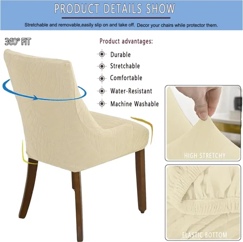 Vista 3 de Wingback - Funda impermeable para silla, funda de jacquard elástica (beige, 1 unidad) Instant room refresh with easy cleanup, dependable mess