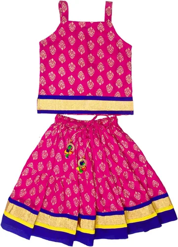 Vista 7 de Chandrakala Kids Lehenga Choli Set for Girls (KL101-P)