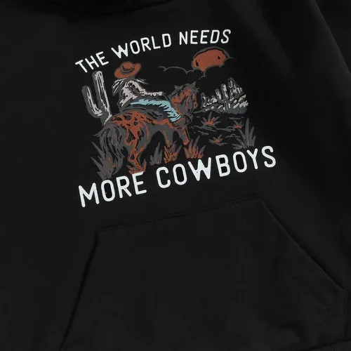 Vista 4 de Sudadera con capucha para niños y bebés, The World Needs More Cowboys