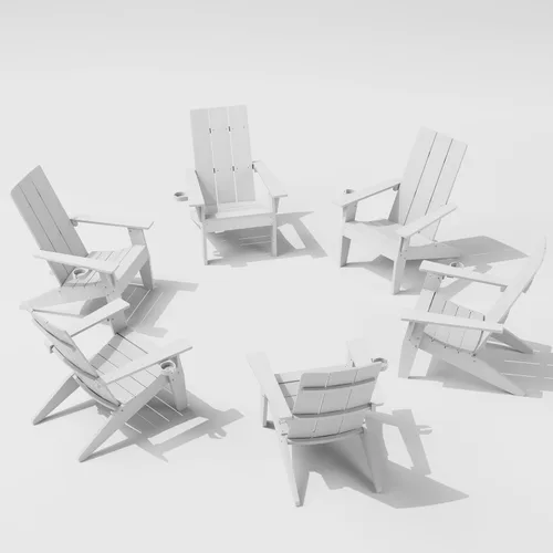 Vista 39 de MXIMU Silla Adirondack moderna resistente a la intemperie con portavasos, sillas de gran tamaño para hogueras Adorondic de plástico al aire libre