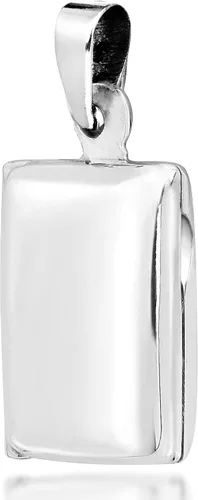 Vista 2 de AeraVida Colgante rectangular simple y elegante para recuerdos preciosos y medallones grabables, collar de cadena de plata de ley 925