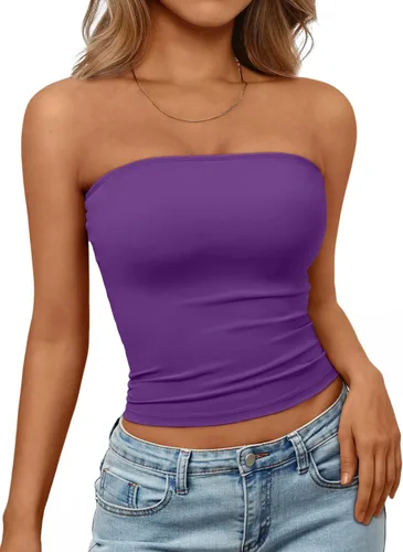 Vista 14 de Trendy Queen Top corto bandeau sin tirantes para mujer Blanco