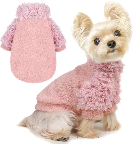 Vista 11 de Suéteres pequeños para perros, ropa para perro, suéter para cachorros, suéter para chihuahua, perro salchicha, Yorkie, suave, grueso, cálido, suéter