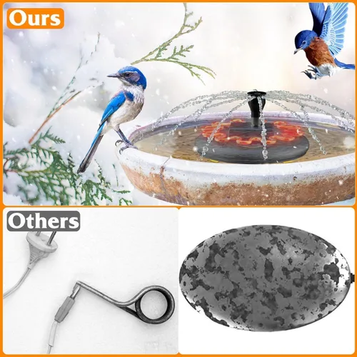Vista 3 de Calentador de baño para pájaros para exteriores con bomba de agua, descongelador para baños de pájaros con control termostático y cable de 3.3 pies