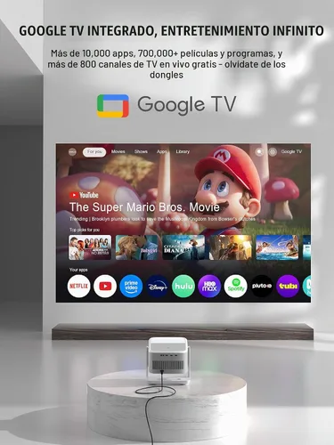 Vista 4 de 【Google TV y 3500ANSI y 4K】Proyector inteligente con WiFi y Bluetooth, enfoque automático VISSPL AI y proyector automático Keystone portátil