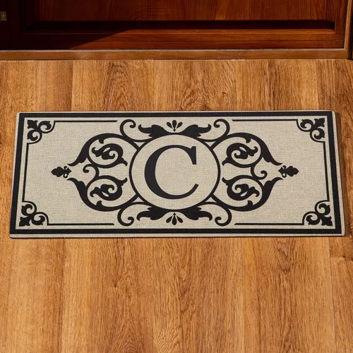 Vista 10 de Evergreen Flag Cambridge Monogram Letra A Burlap Sassafras Switch Mat 22" x 10