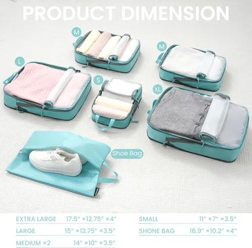 Vista 15 de BAGAIL 4 Set/6 Set Ultraligero Compresión Embalaje Cubos Organizador de Embalaje para Accesorios de Viaje Equipaje Maleta Mochila