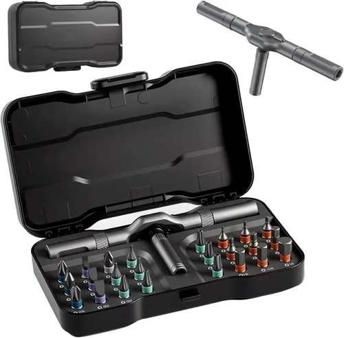 Vista 11 de Juego de destornilladores magnéticos 24 en 1, juego de destornilladores de trinquete para bricolaje, caja de herramientas multifuncional con mango