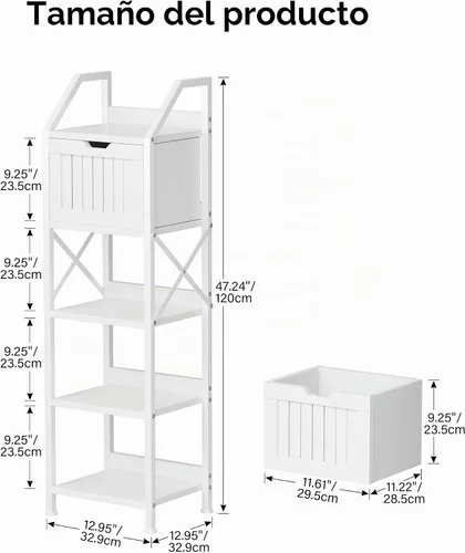 Vista 3 de Homeiju Estante organizador de almacenamiento de baño de 5 niveles