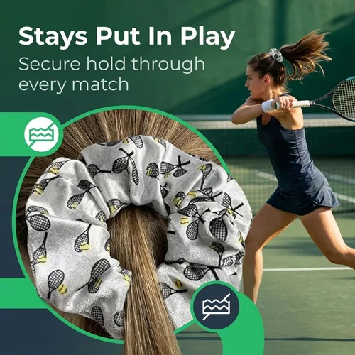 Vista 5 de Coleteros de terciopelo prémium para niñas – Raqueta sin arrugas para jugadores de tenis y adolescentes