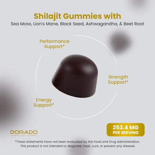 Vista 4 de Gomitas de Shilajit con musgo marino, ashwagandha y oreja de león