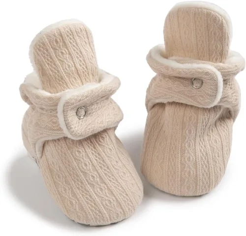 Vista 138 de Botines de forro polar para bebés, niños y niñas, pantuflas antideslizantes con agarre suave, zapatos de calcetín para recién nacidos, cuna