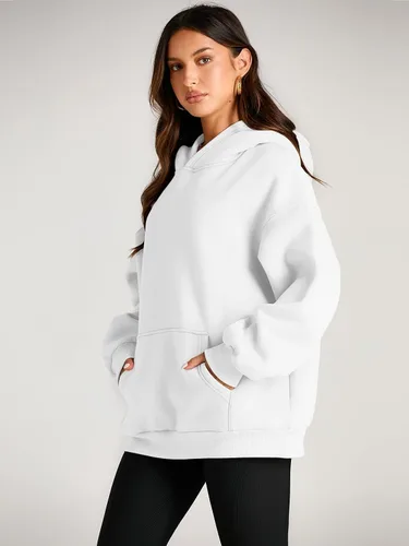 Vista 3 de Trendy Queen Sudaderas con capucha de gran tamaño para mujer, suéteres de manga larga, suéteres de otoño, ropa de invierno