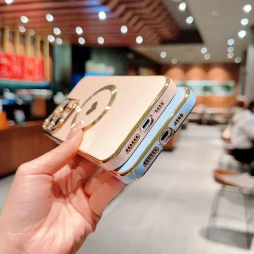 Vista 7 de Funda magnética para iPhone 12 Pro Max, compatible con MagSafe, protector completo de lente de cámara, lujo para mujeres y hombres, lindo corazón
