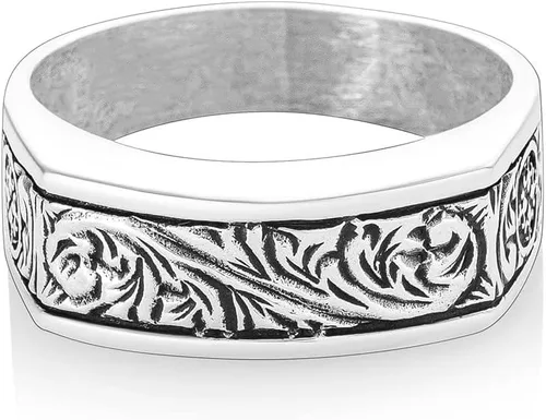 Vista 4 de 925 Sterlng Silver Handmade Engraved Ring for Men, Elegant Silver Band Rings for Women and Men, Wedding Rings for Men, Perfect gift for Special