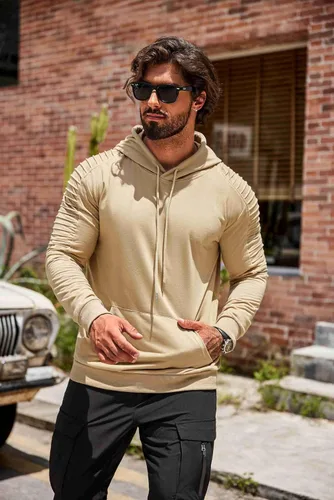 Vista 3 de COOFANDY Sudadera con capucha de entrenamiento para hombre, ligera, atlética, moderna, con bolsillo