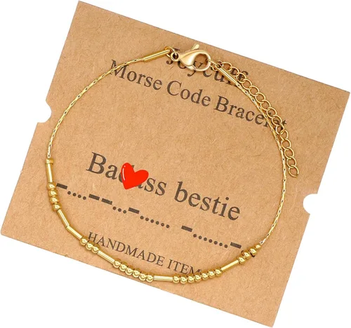 Vista 52 de JoycuFF Pulseras inspiradoras de código morse para mujeres, cuentas de plata, joyería con mantra de motivación, regalos para ella