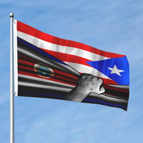 Vista 29 de Bandera de Costa Rica y República Dominicana de 2 x 3 pies, bandera para exteriores, bandera de doble cara, bandera de jardín, bandera de bienvenida