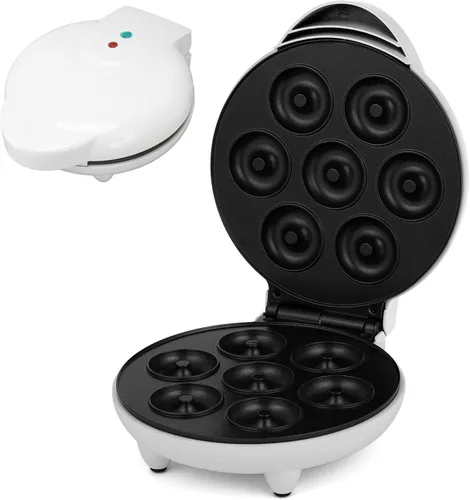 Vista 4 de Luqeeg Mini máquina para hacer donas, máquina de desayuno, máquina eléctrica de donas con revestimiento antiadherente, tostadora, máquina de donas
