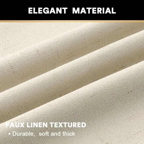 Vista 4 de PrinceDeco Cortinas con textura de lino 100% opacas de 64 pulgadas de largo, juego de 2 paneles de cortinas de lino opacas con forro aislante Arena