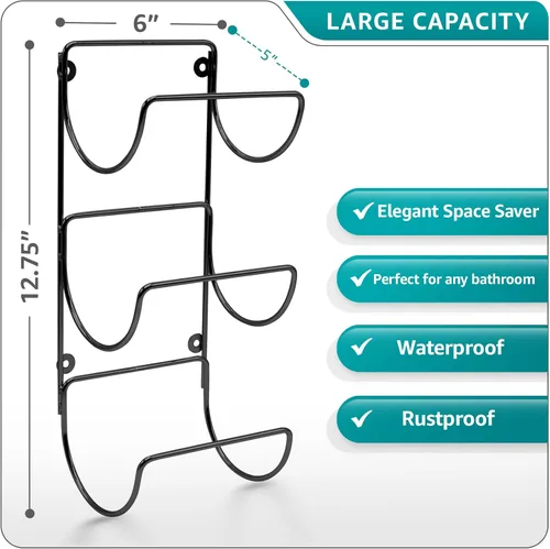 Vista 2 de Sorbus Toallero para pared de baño, 6 niveles para colgar toallas de baño, toallas de baño, ropa de cama, estantes negros para baño, spa, salón