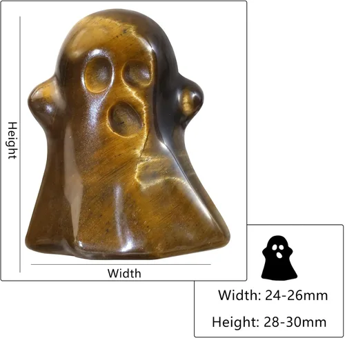 Vista 3 de TUMBEELLUWA 2 figuras de fantasma de Halloween, estatua de cristal tallada, piedra energética, mini escultura coleccionable para decoración