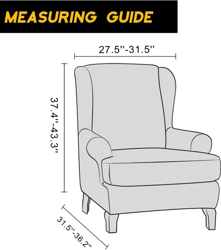 Vista 5 de Granbest Premium Water Repellent Wingback Chair Cover 2-Piece High Stretch Jacquard Fabric Wing Back Chair Slipcovers (Wing Chair Cover, Gray)