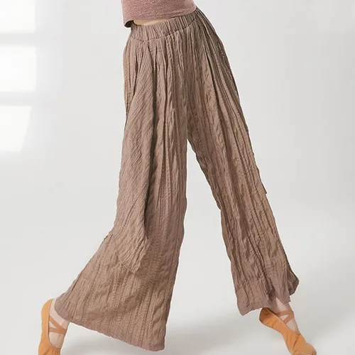 Vista 6 de Mnyycxen Womens Cozy Pants Fashion Ruched High Waist Trousers Side Graphic Twill Pants Casual Wide Leg Flowy Yoga Pant