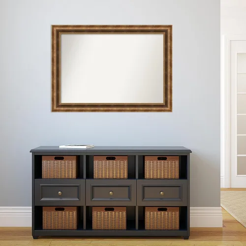Vista 106 de Amanti Art Espejo de pared personalizado no biselado (25 x 25 pulgadas), marco de bronce acentuado, varios tamaños personalizados, espejo de baño