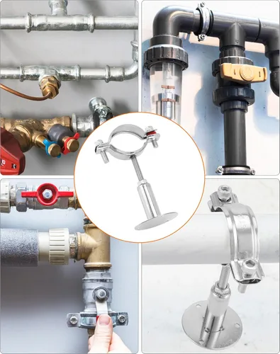 Vista 8 de QWORK Soporte de montaje en pared y techo de tubo de diámetro exterior ajustable de 2 pulgadas - Abrazadera de soporte inoxidable para varillas