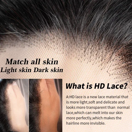 Vista 5 de Spotlight Peluca de cabello humano con encaje frontal HD de 13 x 4, densidad del 180 %, peluca frontal de encaje transparente, prearrancada